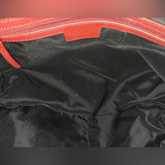 Kate Spade New York Small Gabi Nylon Black Red Top Zip Shoulder Purse - Picture 5 of 13